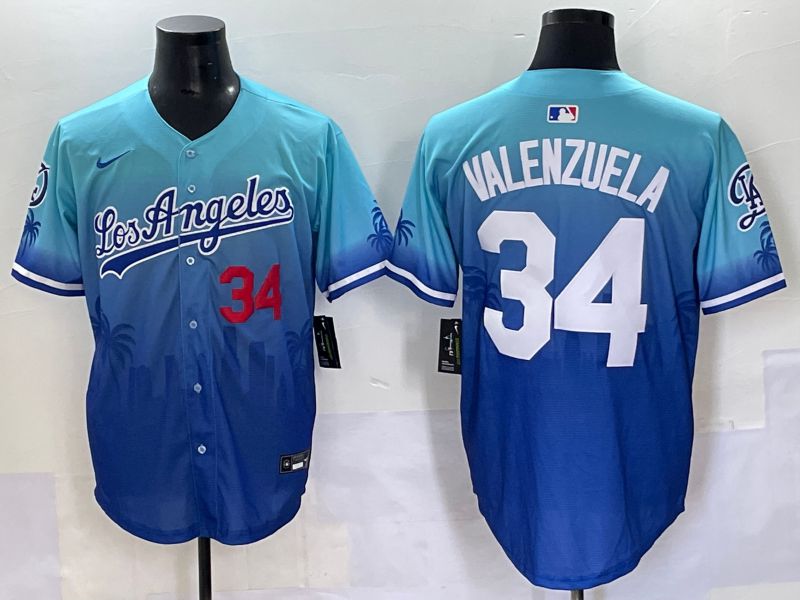 Men 2025 Los Angeles Dodgers #34 Valenzuela Blue Nike MLB Jersey Daoqite style 3